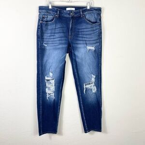 Kancan Plus Size Distressed Sandblast Denim High Rise Skinny Jeans Size 18